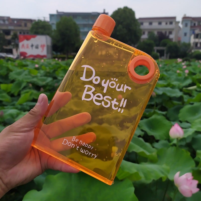 Creative Square Book Kettle Ring A5 Notebook Kettle Transparent Plastic Cup Custom Outdoor Portable Flat Water Cup - Image 1